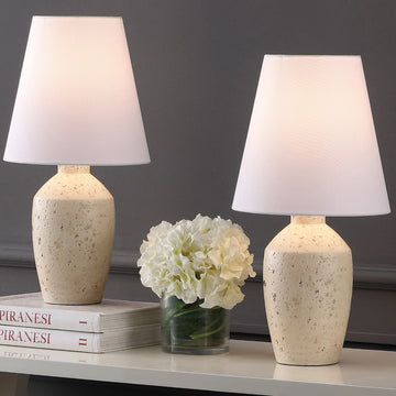 Xander 19.5" Minimalist Scandinavian Concrete Effect Resin/Iron Ginger Jar LED Table Lamp - JONATHAN Y